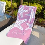 Personalisiertes Strandtuch mit Frottage-Effekt-Seesternen | mit Namen | schnelltrocknend | Badetuch | Sommer Urlaub Geschenk für Familie Freunde