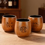 Personalized Engraved Monogram Charred Wooden Bourbon Whiskey Glass with Name and Initial Birthday Father's Day Gift for Man Dad Grandpa