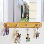 Personalized Glitter Acrylic Cute Cartoon Character Keychain with Name and Year Graduation Gift for Graduates Friends