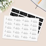 Personlige, vanntette klistremerker med navn og returadresse til venner og familie