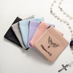Personalisierte heilige Gebet Geste PU Leder Rosenkranz Tasche mit Namen Schrift christliche Kirche Geschenk für Gläubige Freunde