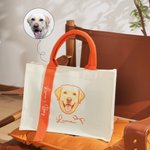 Personalised Cartoon Pet Portrait Tote Bag with Name and Pattern Reusable Pet Outing Daily Use Birthday Gift for Pet Owner