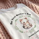 Personalised Cute Mom Baby Animal Wreath Heart100% Cotton T-shirt Baby Bodysuit Matching Outfit with Names 1st Mother's Day Gift for Baby New Mom