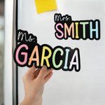 Aimant de salle de classe Nom de l'enseignant arc-en-ciel personnalisé Cadeau de rentrée pour l'enseignant