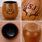 Personalized Engraved Monogram Charred Wooden Bourbon Whiskey Glass with Name and Initial Birthday Father's Day Gift for Man Dad Grandpa