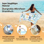 Personalisiertes gestreiftes Strandtuch mit Meerestieren und Namen | schnelltrocknend | Reisezubehör Strand Geburtstag Geschenk für Familie Freunde