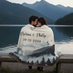 Personalized Mountain Soft Woven Throw Blanket with Names and Special Date Home Use Anniversary Valentine's Day Gift for Couples