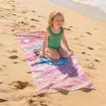 Personalized Cartoon Mermaid Initial Quick Dry Beach Towel with Name Travel Essentials Beach Party Birthday Gift for Girls
