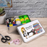 Patch Machine à coudre Cartoon Sewing Girl Kit Kit de couture Boîte de rangement avec nom Anniversaire Fête des mères Cadeau pour Maman Grand-mère Amoureux de la couture