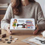 Patch Machine à coudre Cartoon Sewing Girl Kit Kit de couture Boîte de rangement avec nom Anniversaire Fête des mères Cadeau pour Maman Grand-mère Amoureux de la couture