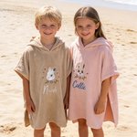 Personalized Cute Animal Coral Fleece Hooded Towel with Embroidered Name Summer Pool Bath Essential Baby Shower Birthday Gift for Baby Kid