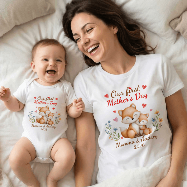 Personalised Our First Mother's Day 100% Cotton T-shirt Baby Bodysuit with Name Birthday 1st Mother's Day Gift for Baby Mother