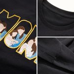 Personalized Embroidered Dad Mom 3 Photos Soft T-shirt Sweatshirt Hoodie Daily Wear Birthday Anniversary Gift for Parents