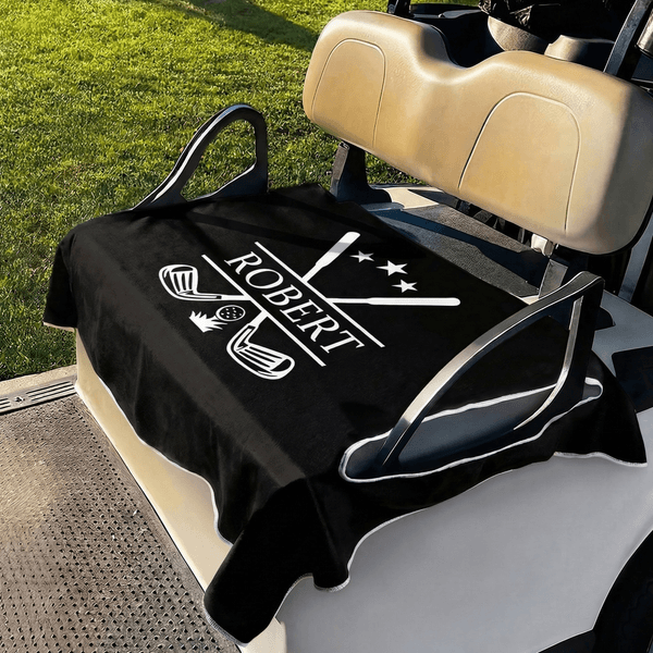 Personalised Multicolour Golf Cart Seat Cover with Name and Initial Golf Course Accessories Birthday Gift for Golfers Country Clubs
