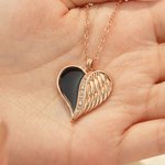 Gepersonaliseerde foto engelvleugel hart ketting met tekst Herdenking Verjaardag Verjaardag Gift voor vrouwen Pet Lovers