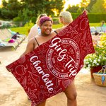 Personalised Girls Trip Summer Themed Quick Dry Microfiber Beach Towel with Name Beach Party Swimming Pool Essential Trip Birthday Gift for Besties
