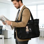 Personalized Professional Cartoon Character Oxford Tote Bag with Name Daily Use Office Birthday Gift for Colleagues Workmates