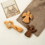 Personalisierte Bibel Vers Karte Handheld Cross Angel Ornament mit Namen und Text Erstkommunion Taufe zurück zu Schule Geschenk für Christen