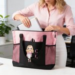 Personalized Professional Cartoon Character Oxford Tote Bag with Name Daily Use Office Birthday Gift for Colleagues Workmates