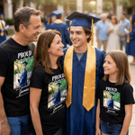 T-shirt personnalisé multicolore avec photo de fierté, 100% coton, avec nom, à porter au quotidien, pour fêter la remise des diplômes Cadeau pour la famille