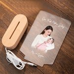 Personalisierte Foto LED-Nachtlicht mit Holzsockel Muttertag Geburtstag Geschenk für Mama