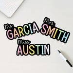 Aimant de salle de classe Nom de l'enseignant arc-en-ciel personnalisé Cadeau de rentrée pour l'enseignant