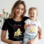Personalized Cute Bear Bunny Fantasy Unicorn 100% Cotton Baby Bodysuit T-shirt Matching Outfit with Name First Mother's Day Gift for  New Mom Newborn