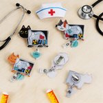 Personalised Cute Animal Sharps Container Shaker Badge Reel with Name Clinic Use Birthday Gift for Nurse Doctor Medical Staff