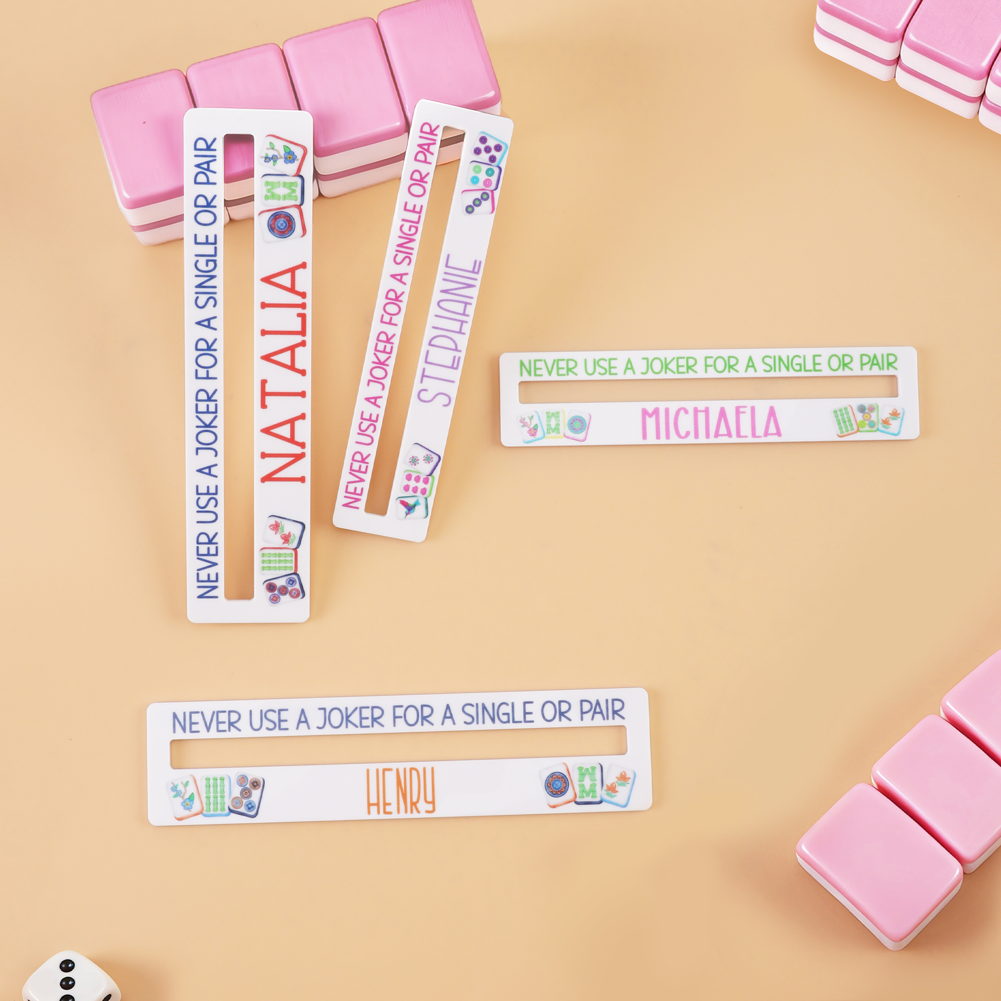 Lettore di linee di Mahjong in acrilico dal design colorato e personalizzato con nome Regalo di compleanno del Mahjong Club per gli amanti del Mahjong