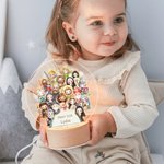 Personalized Watercolor Cartoon Holy Saints of Heaven LED Night Light with Name and Wooden Base Room Decor Birthday Gift for Newborns Catholics