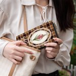 Personalisierte exquisite Vintage Plaid Geburt Blume Multi-Compartment PU Leder Brieftasche mit Namen Muttertag Geburtstag Geschenk für Mama Großmutter