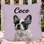 Housse d'oreiller personnalisée avec photo de l'animal de compagnie Multi-Color Imitation Embroidery Effect avec nom Décoration de la maison Cadeau d'anniversaire pour les amoureux des animaux de comp