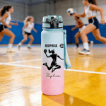 Silueta de figura deportiva personalizada Botella de agua de 32 oz a prueba de fugas con nombre y marcador de hora Accesorios deportivos Regalo de cumpleaños para aficionados al deporte