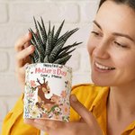 Pot de fleurs en céramique personnalisé avec nom et plateau en bambou pour la maison Cadeau de fête des mères pour maman