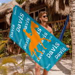 Personalized Horse Owner Silhouette Quick Dry Oversized Microfiber Beach Towel with Name Travel Essentials Beach Party Gift for Equestrian Horse Lover