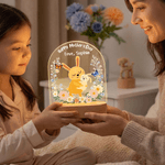 Luce notturna personalizzata in acrilico con nome e base in legno per la decorazione della stanza, regalo di compleanno per la mamma e per la festa della mamma.