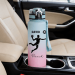 Silueta de figura deportiva personalizada Botella de agua de 32 oz a prueba de fugas con nombre y marcador de hora Accesorios deportivos Regalo de cumpleaños para aficionados al deporte