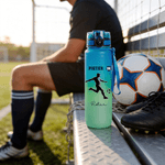Silueta de figura deportiva personalizada Botella de agua de 32 oz a prueba de fugas con nombre y marcador de hora Accesorios deportivos Regalo de cumpleaños para aficionados al deporte