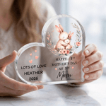 Placa acrílica personalizada Feliz 1er Día de la Madre con diseño animal y forma de corazón con nombre y año Decoración de habitación Regalo del Día de la Madre para mamá