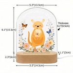 Luce notturna personalizzata in acrilico con nome e base in legno per la decorazione della stanza, regalo di compleanno per la mamma e per la festa della mamma.