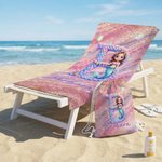 Personalized Cartoon Mermaid Initial Quick Dry Beach Towel with Name Travel Essentials Beach Party Birthday Gift for Girls