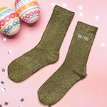Personalisierte gestickten Namen Glitter Multicolor Mid-Calf Socken weichen täglichen Verschleiß Partei Geburtstag Geschenk für Frau