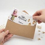 Personalizzato Eid Mubarak Cartoon Ramadan Kid Star Golden Luster Money Holder Cash Wallet con nome e busta Ramadan Eid Gift per ragazzi ragazze