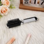 Personalized Stylish Floral Portable 2-In-1 Foldable Makeup Mirror Hair Brush with Initial Daily Use Mother's Day Birthday Gift for Women Girls