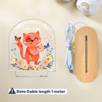 Luce notturna personalizzata in acrilico con nome e base in legno per la decorazione della stanza, regalo di compleanno per la mamma e per la festa della mamma.