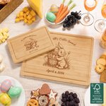 Personalized Engraved Easter Bunny Design FSC Bamboo Charcuterie Cutting Board with Text and Juice Groove Kitchen Decor Easter Gift for Family Friend