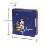 Personalised Cartoon Reading Character PU Leather Classic Sticky Notepad Holder with Name Desk Organizer Birthday Gift for Book Lovers Bookworms