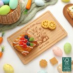 Personalized Engraved Easter Bunny Design FSC Bamboo Charcuterie Cutting Board with Text and Juice Groove Kitchen Decor Easter Gift for Family Friend