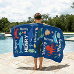 Personalised Cute Ocean Creature Quick Dry Oversized Microfiber Beach Towel with Name Travel Essentials Beach Party Birthday Gift for Friends Kids