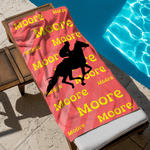 Personalized Horse Owner Silhouette Quick Dry Oversized Microfiber Beach Towel with Name Travel Essentials Beach Party Gift for Equestrian Horse Lover